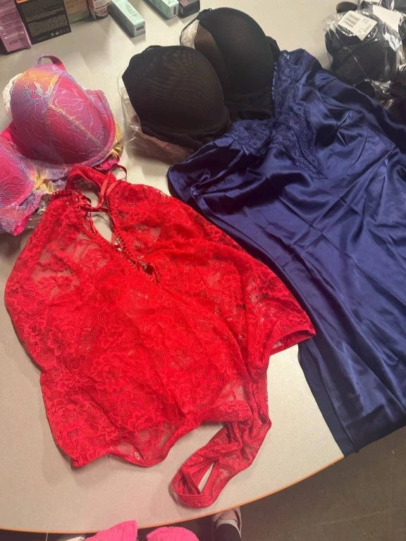 Photo Stock mix of women's underwear, swimsuits and pajamas