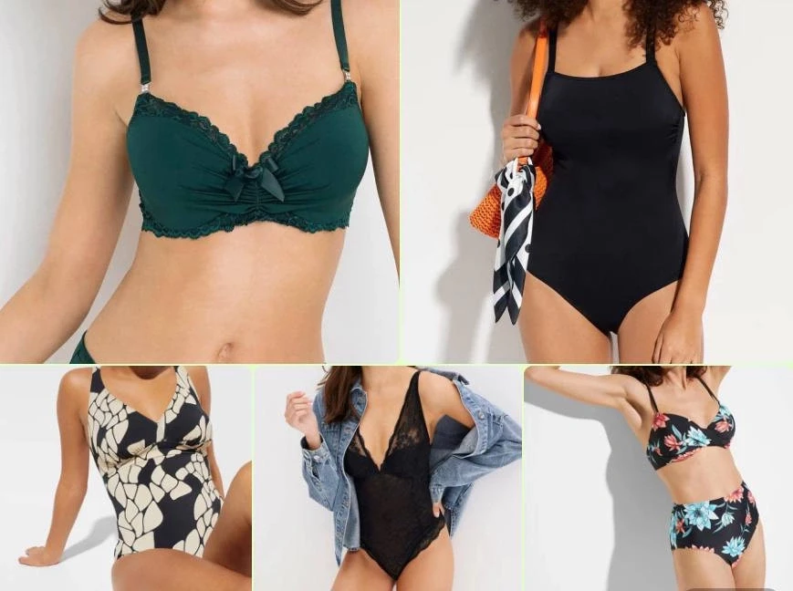 Photo Stock mix of women's underwear, swimsuits and pajamas